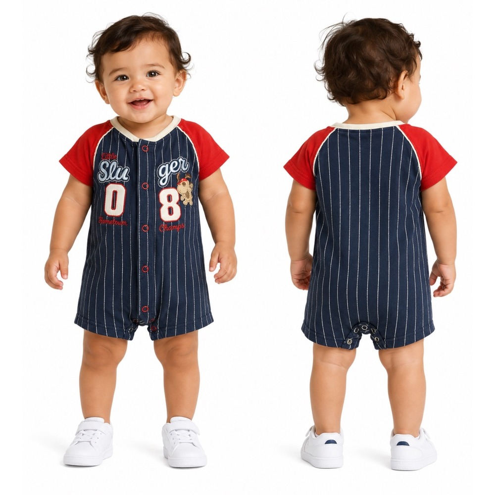 Carter's Baseball Romper Kids 24M Navy Red Pinstripe Little‎ Slugger Sporty